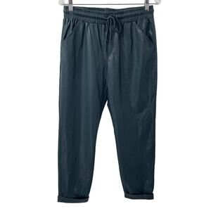 NWT David Lerner M Cuffed Tapered Jogger Pants Faux Leather Teal